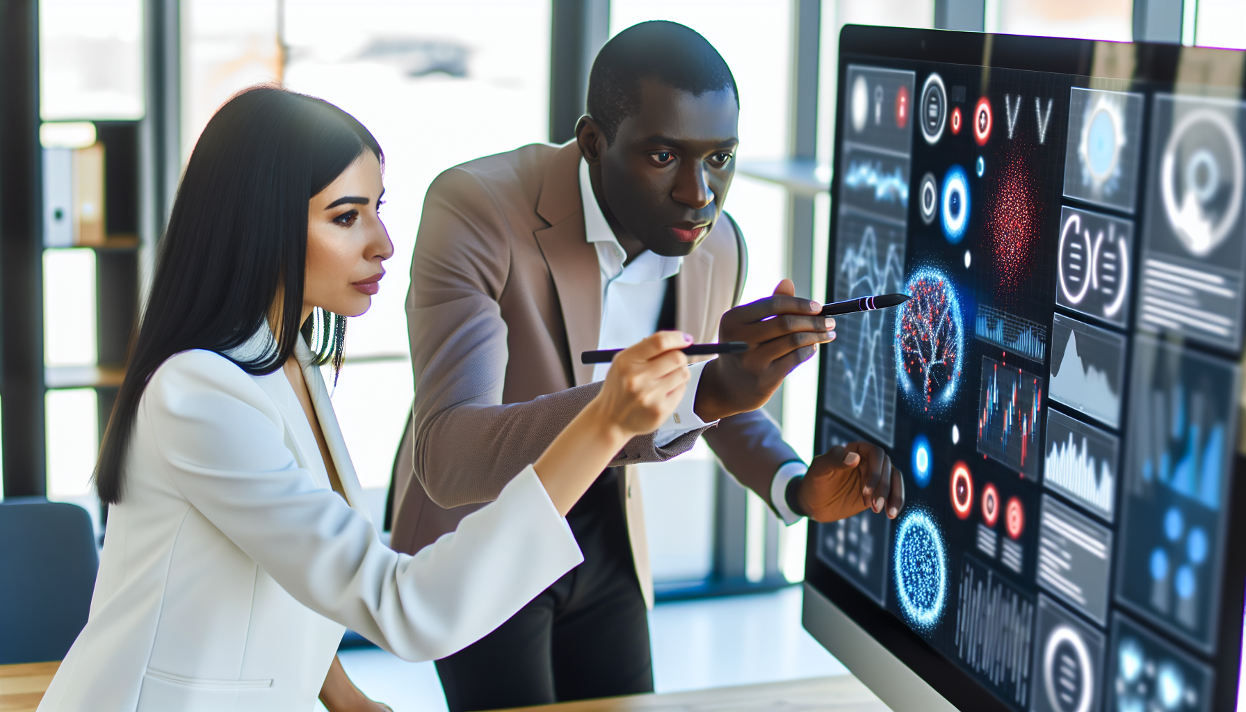 A business team analyzing AI-driven data insights