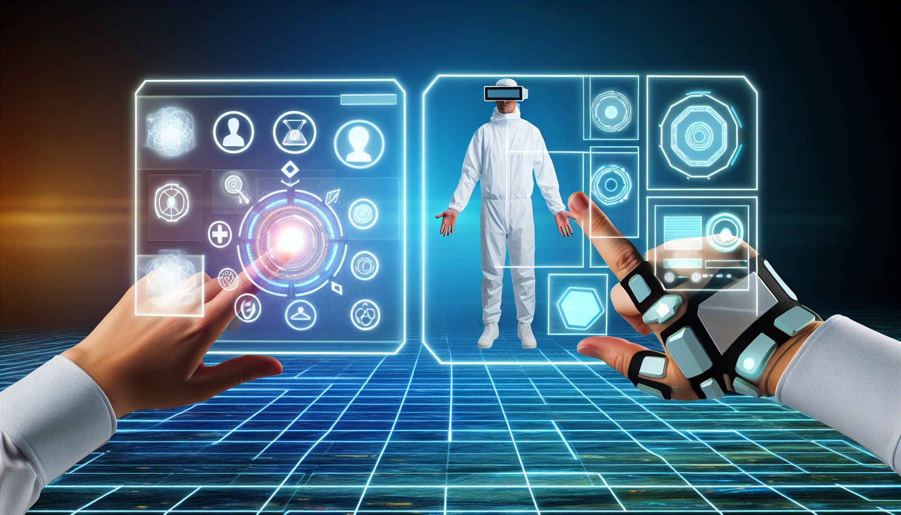 A futuristic UI concept showcasing AR/VR integration