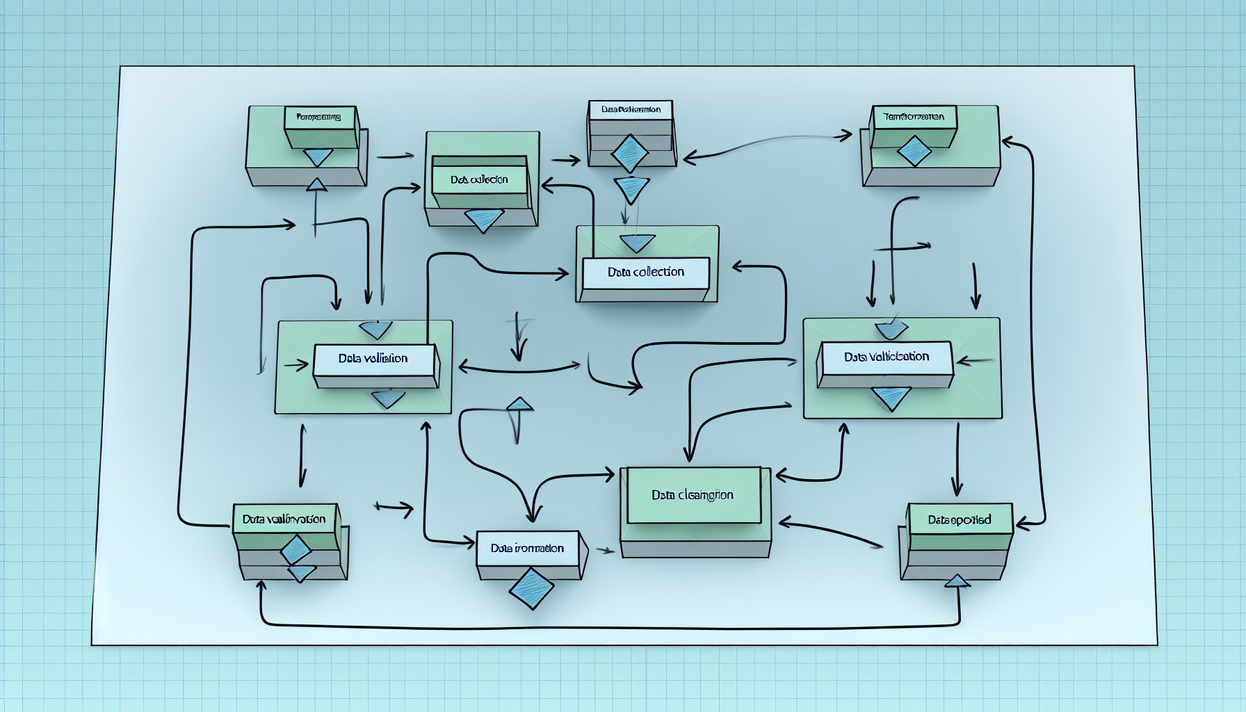 A flowchart showing the process of data quality management