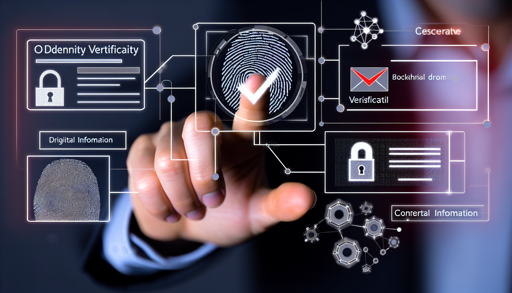 A graphic showing a digital identity verification process powered by EtherMail