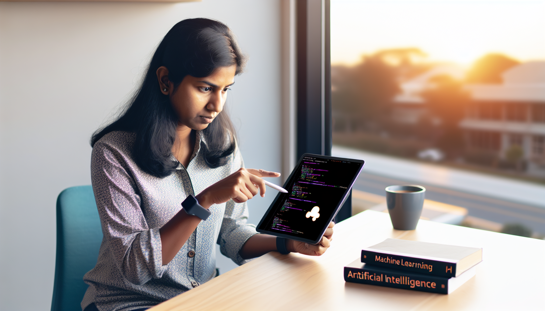 A user engaging with an AI tutorial on a digital device