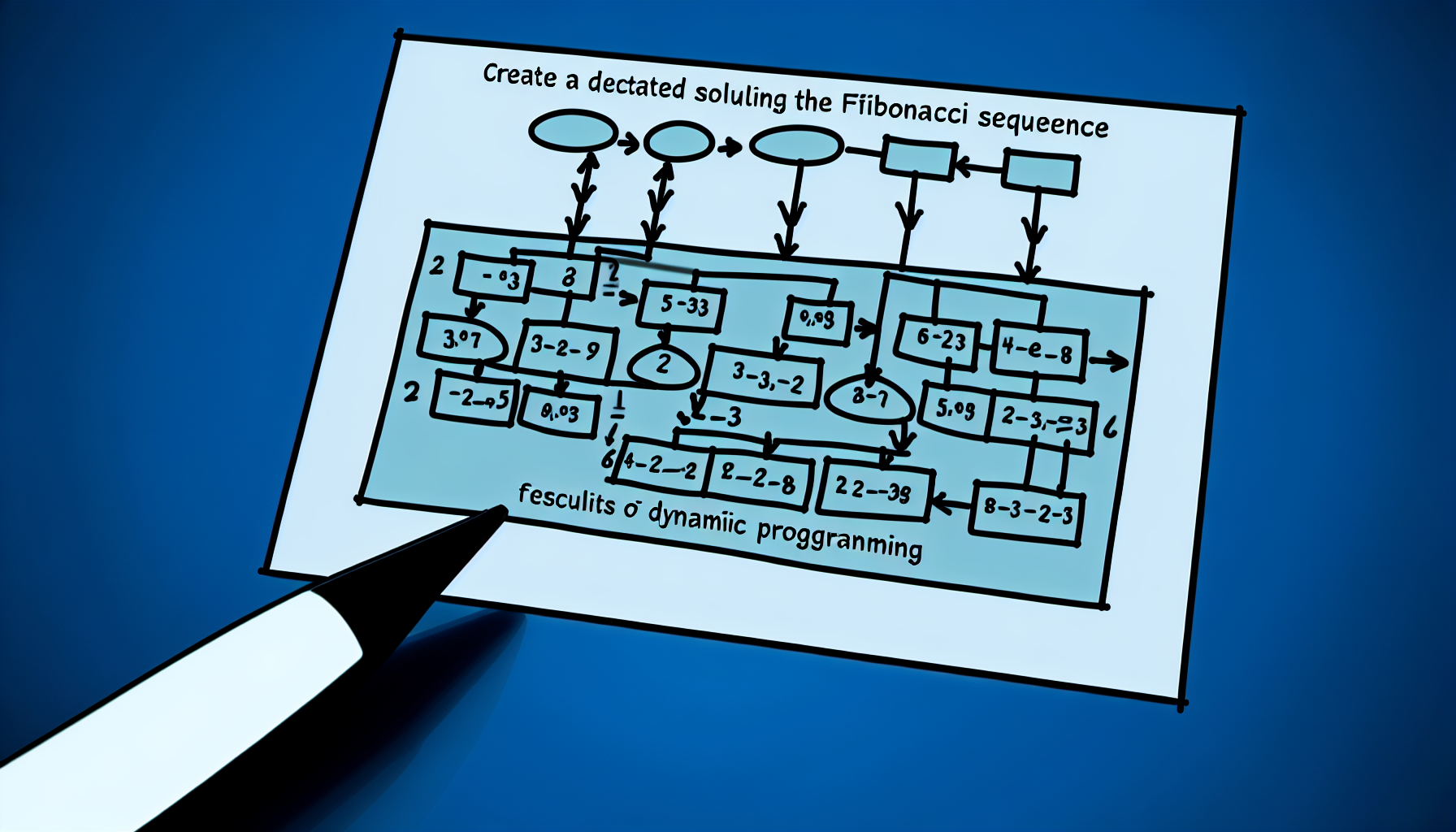 A visual representation of solving the Fibonacci sequence using dynamic programming