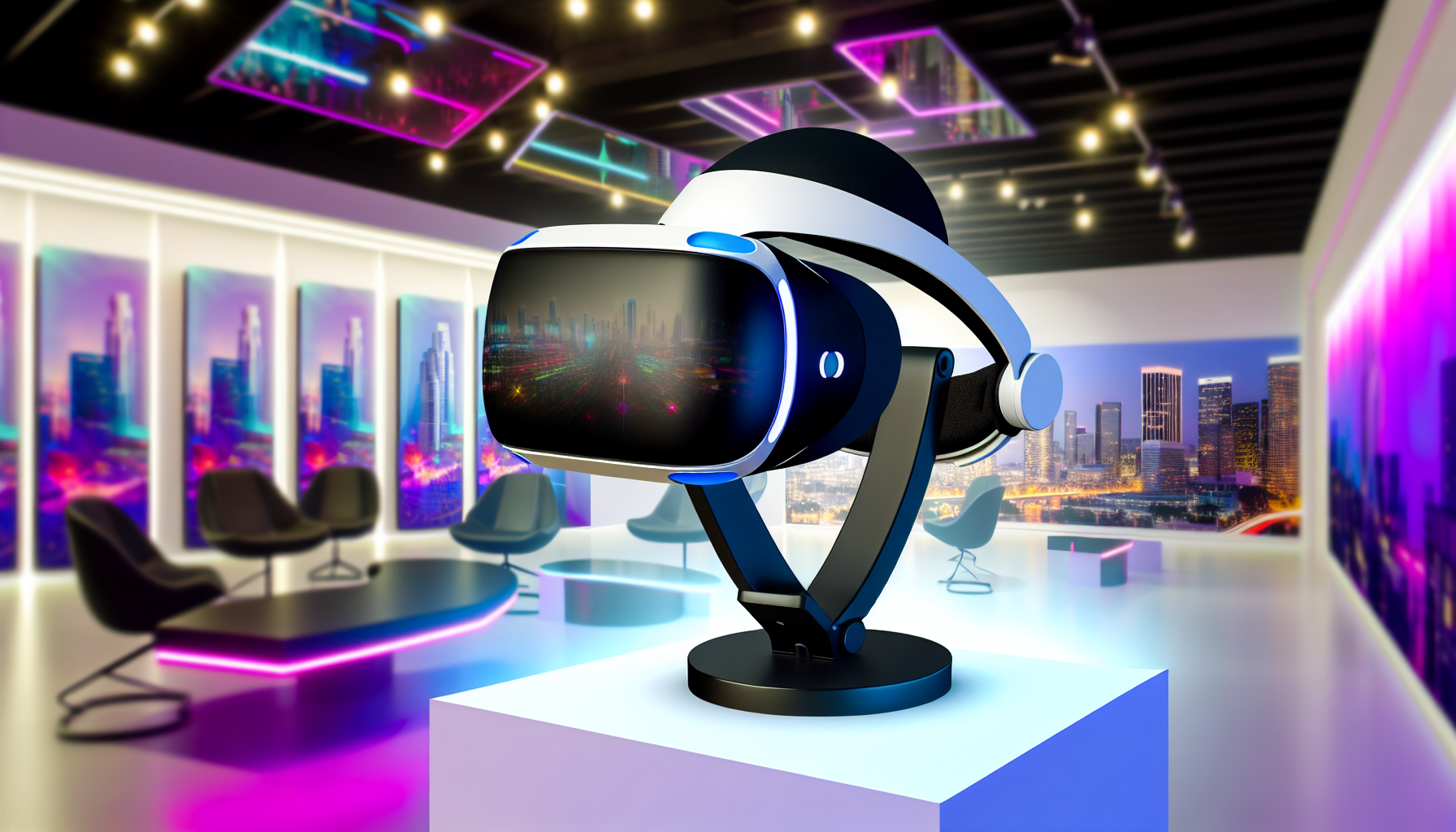 Apple Vision Pro VRAR Headset on display in a high-tech Los Angeles showroom