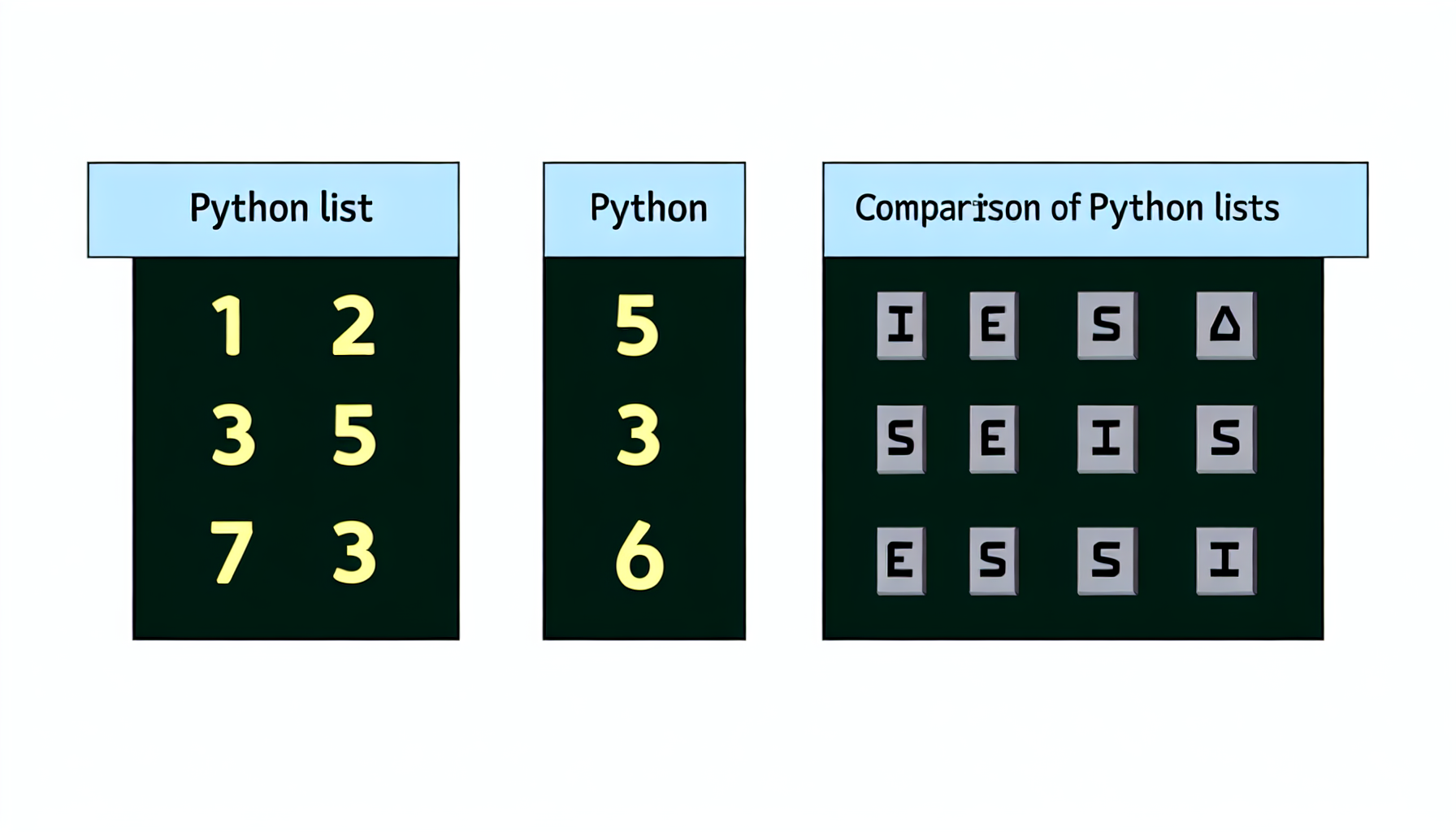 Side-by-side comparison of two Python lists