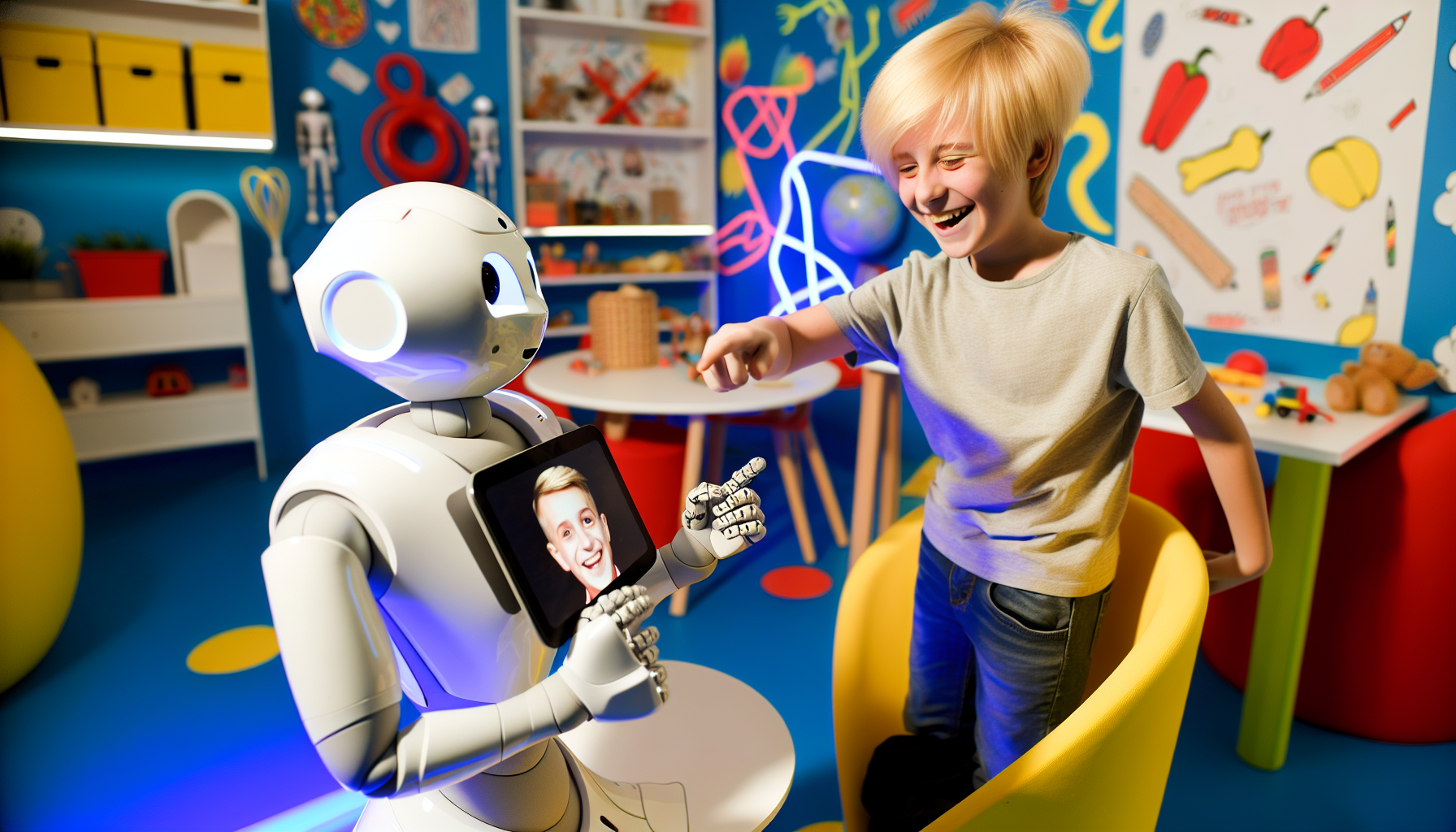 Pepper Robot interacting with a child through meme-based activities