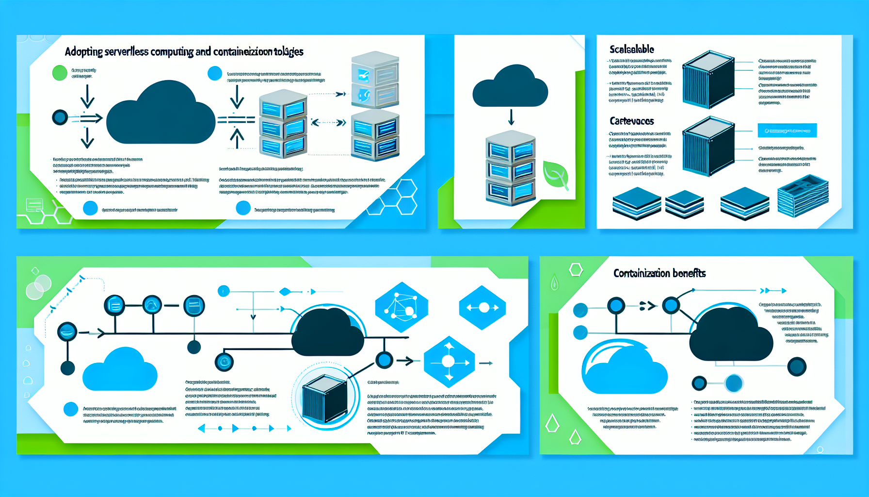 An infographic showcasing the benefits of serverless computing and containerization technologies