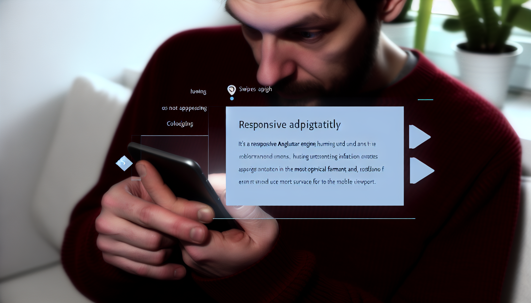A user interacting with a responsive Angular application on a mobile device