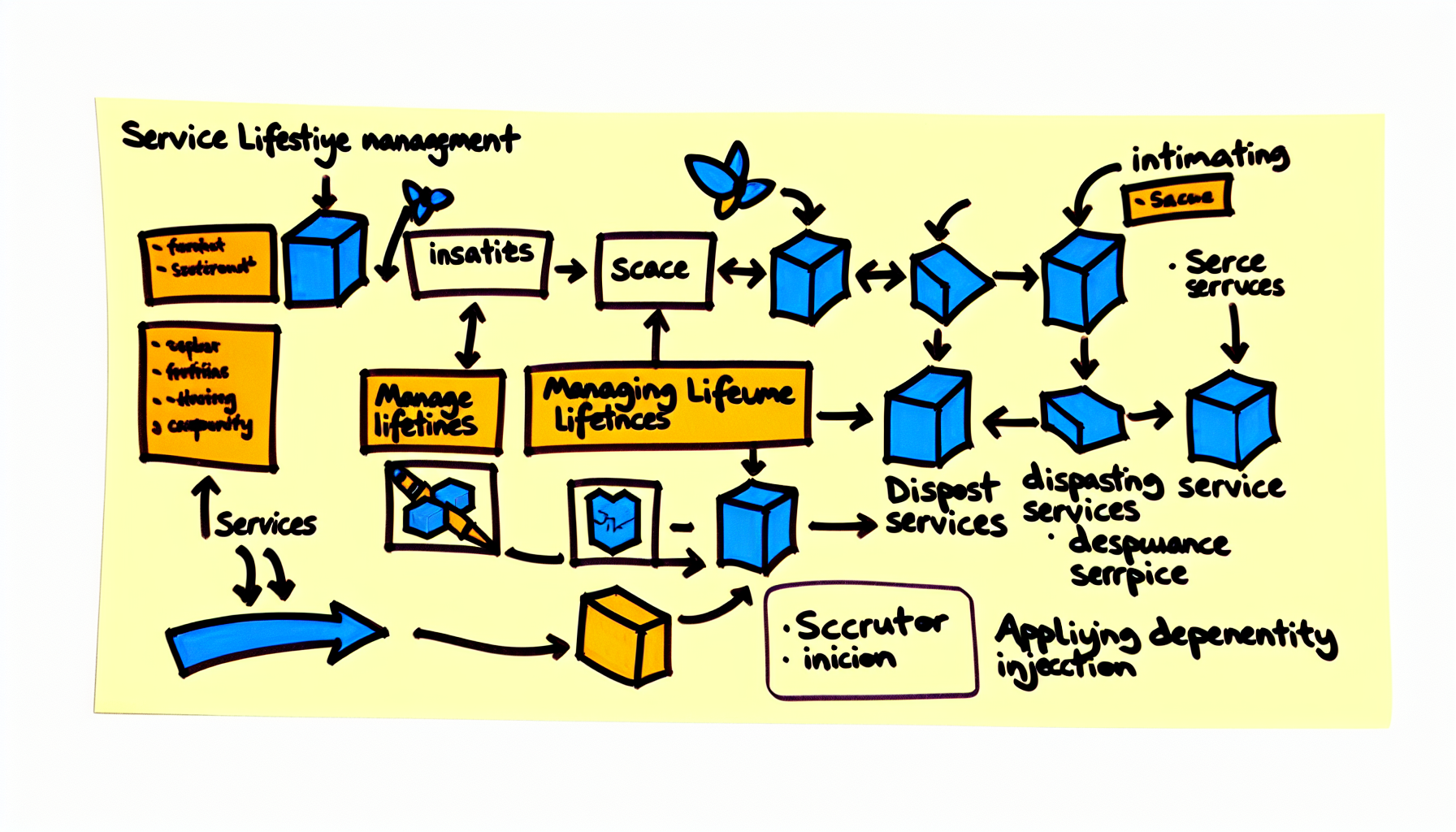 A visual diagram of service lifetime management with Scrutor