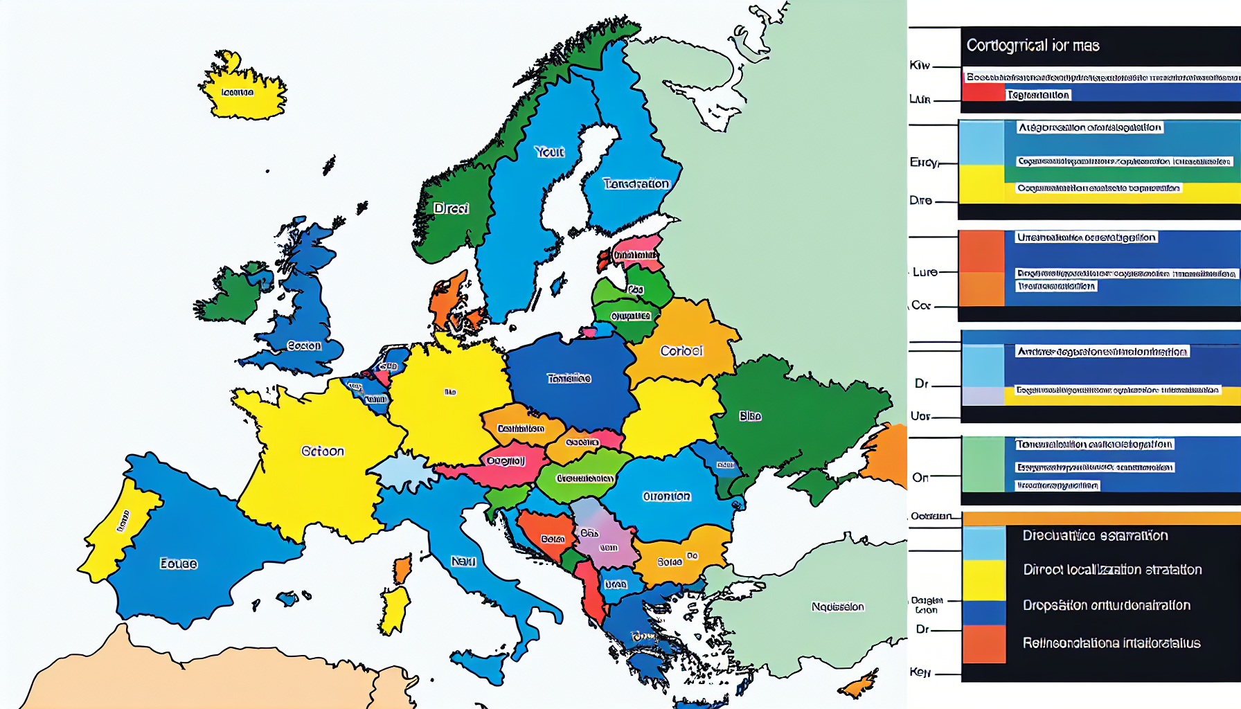 Map highlighting different localization strategies across Europe