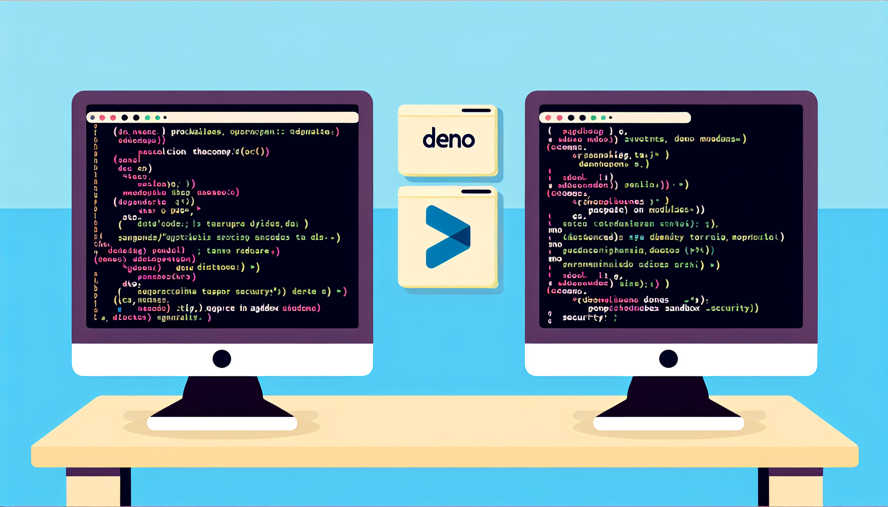 Side-by-side comparison of Node.js and Deno features