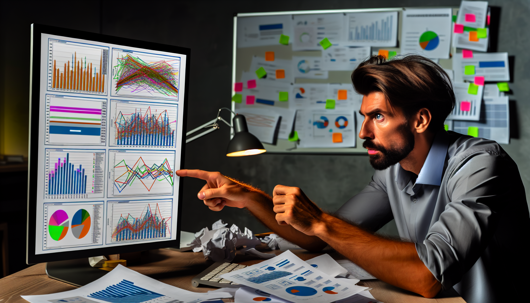 Data Analyst reviewing charts and graphs to emphasize the importance of data quality over quantity
