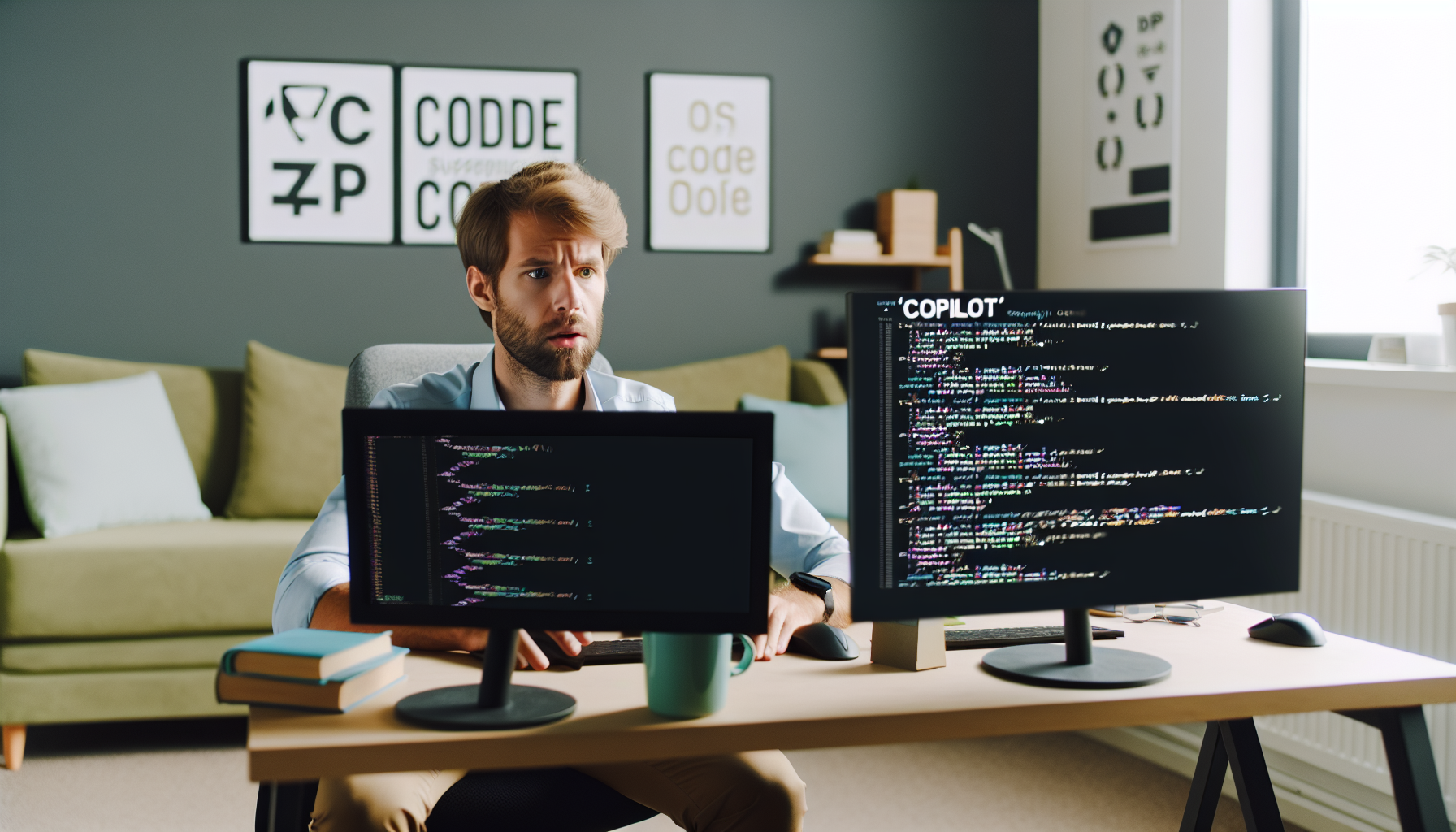 Developer reviewing code suggestions from Copilot