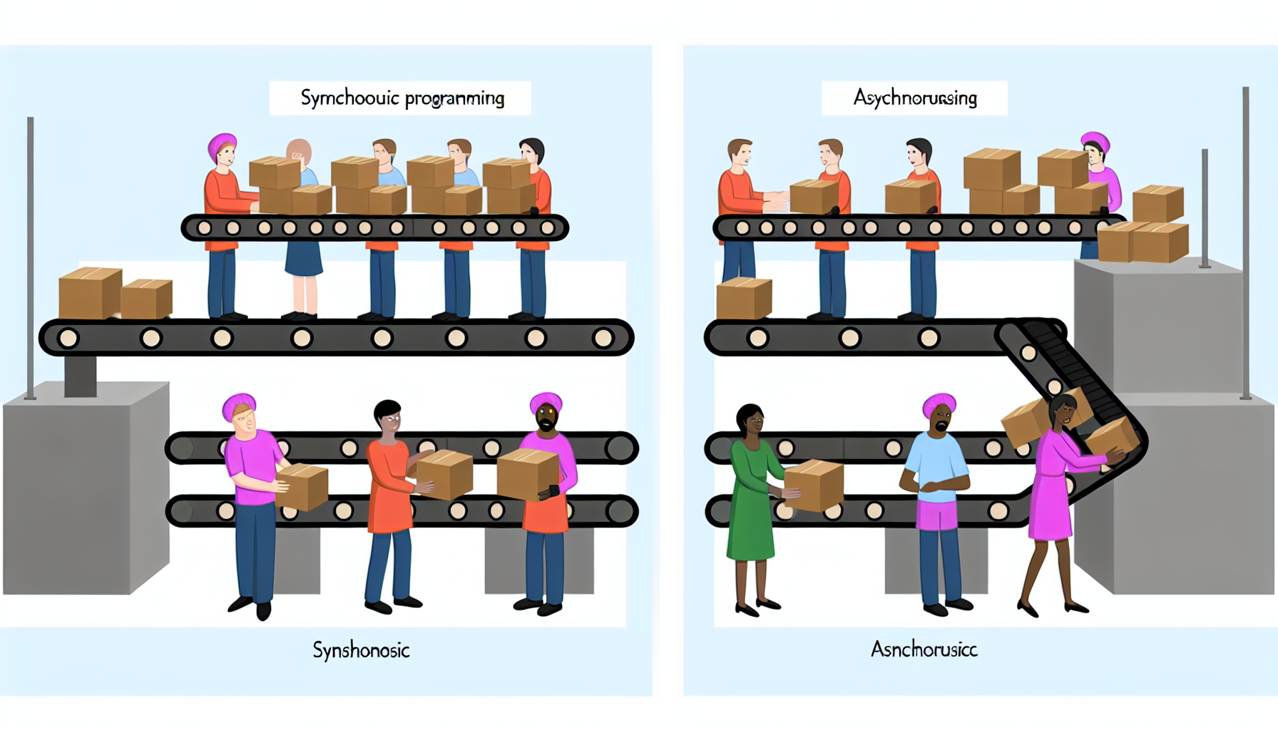 A visual comparison of synchronous vs asynchronous programming