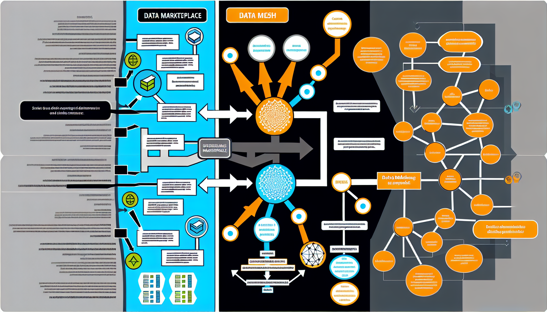 Infographic comparing data marketplace and data mesh