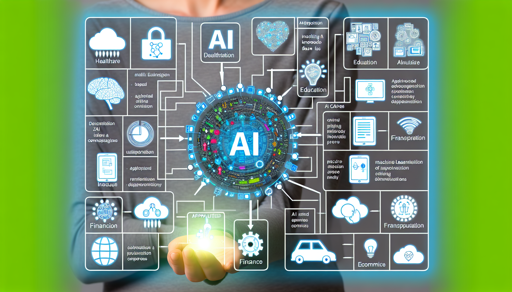 Infographic of Wikidata-driven AI applications in various industries