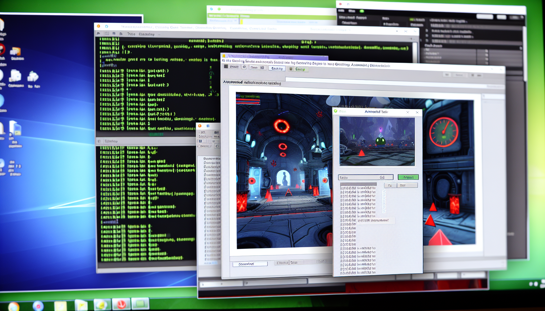 Screenshot of automated tests running in the Godot engine