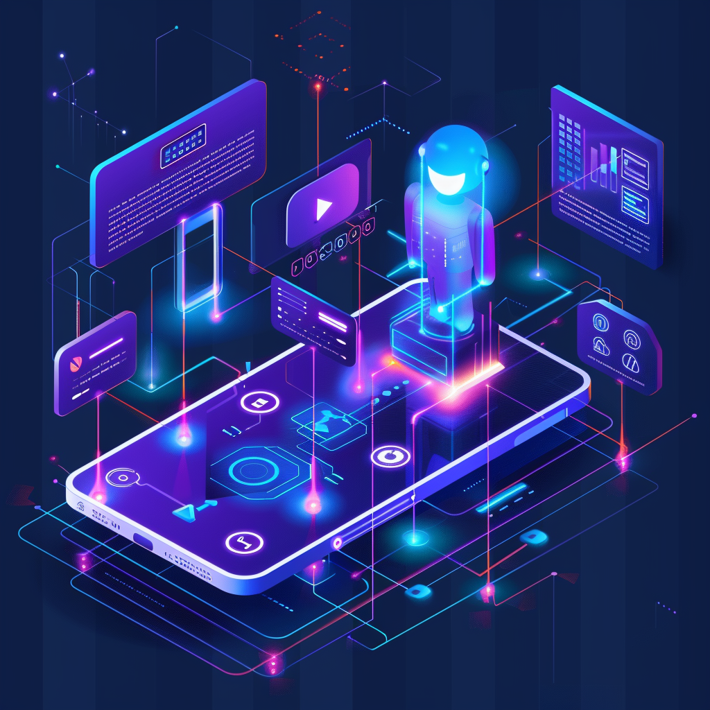 A futuristic representation of AI in mobile app development