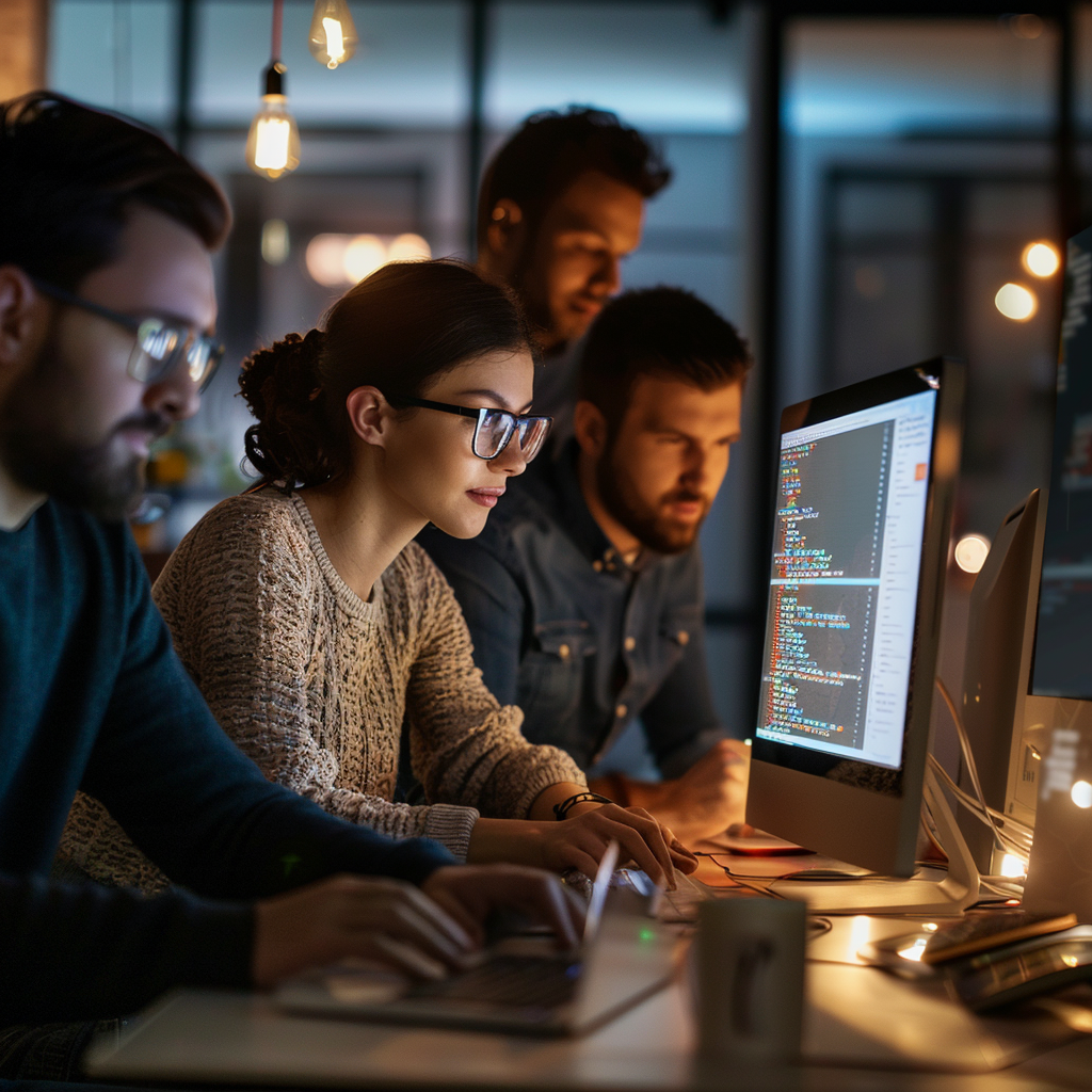 Citizen developers collaborating on a low-code platform