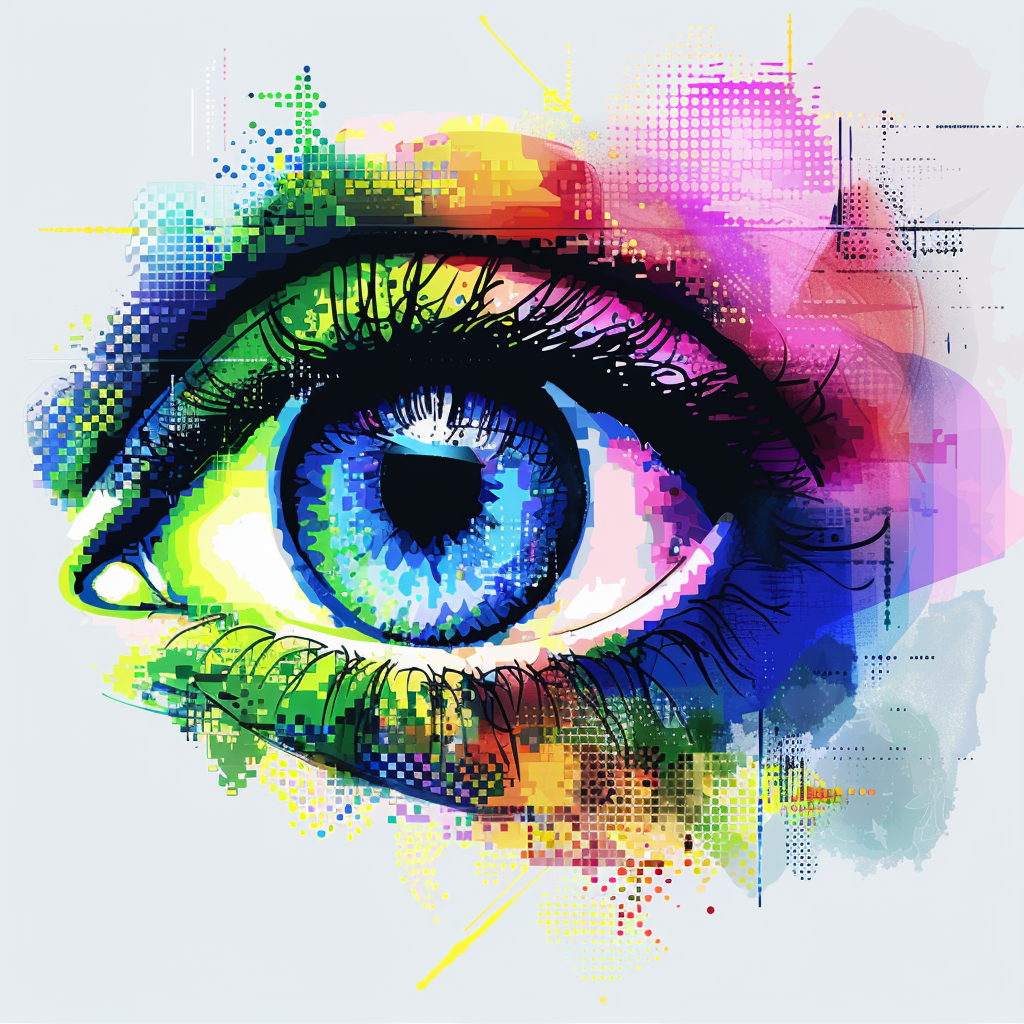A colorful illustration of the human eye and color spectrum