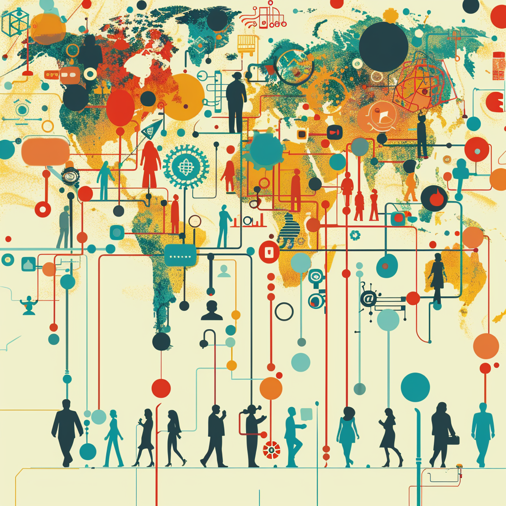 A graphic depicting the intersection of technology and cultural diversity