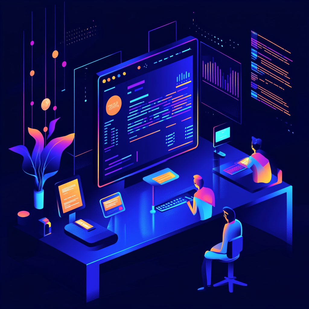 Cybersecurity experts collaborating on custom software solutions, emphasizing Fortifying Your Business: against threats.
