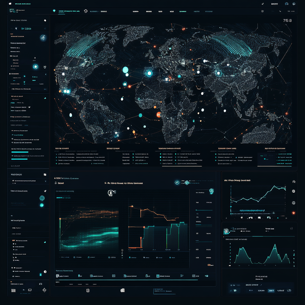 Real-time threat monitoring dashboard displaying "Navigating the Cyber" insights and analytics for enhanced security.