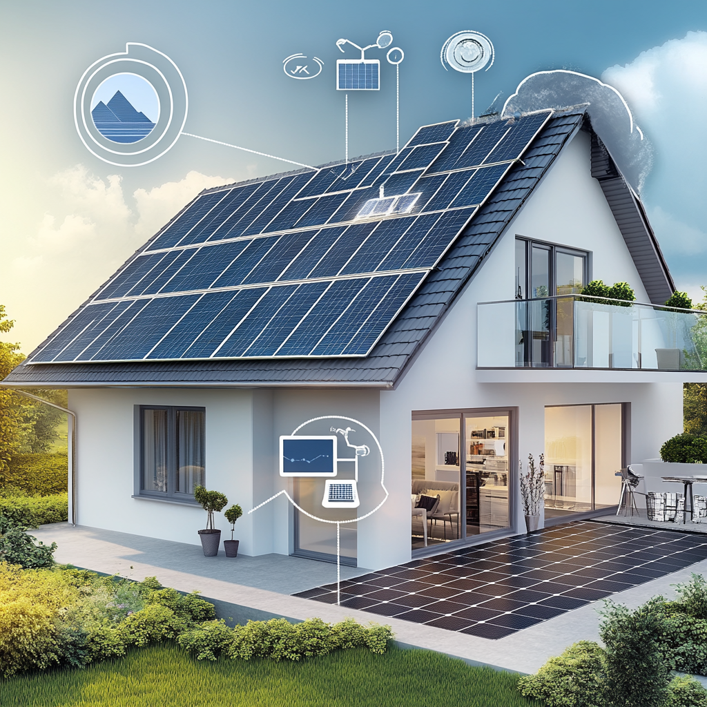 Diagram of solar energy system components with highlighted security features, emphasizing  - Solar Software Security: