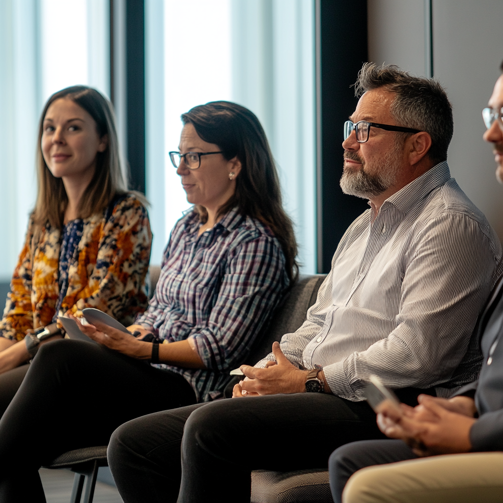 Industry experts panel discussing How Custom Kubernetes strategies in a conference setting with a focus on innovation.