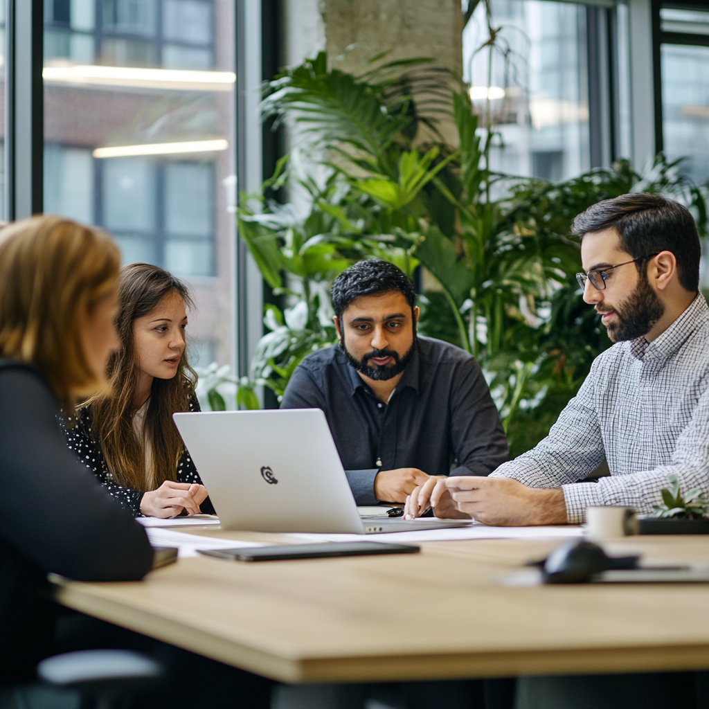 Cybersecurity experts collaborating on software development, enhancing Transforming Business Resilience: through innovation.