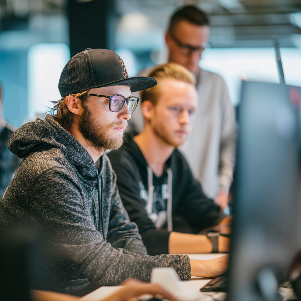 Developers collaborating on custom software solutions, enhancing Beyond Asus Armoury features and capabilities.
