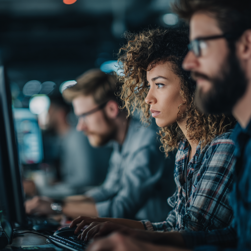 IT team collaborating on cloud security solutions, emphasizing Beyond the Firewall: strategies and innovations.