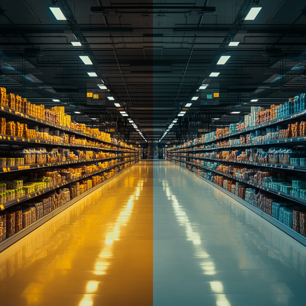 Before and after comparison of retailer's inventory system highlighting improvements with Secure Your Future: strategy.