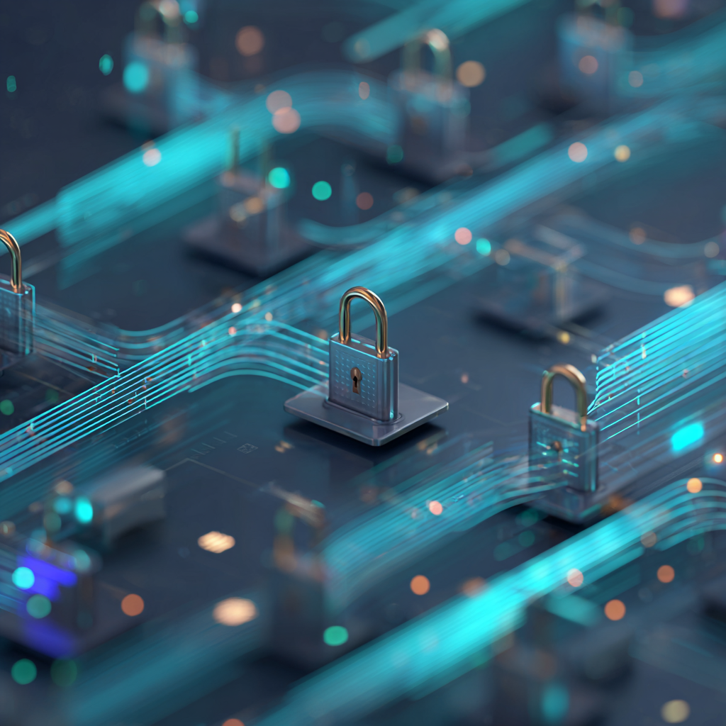 Digital locks and data streams illustrate a breach scenario highlighting From Zoomcar’s Misstep in cybersecurity.