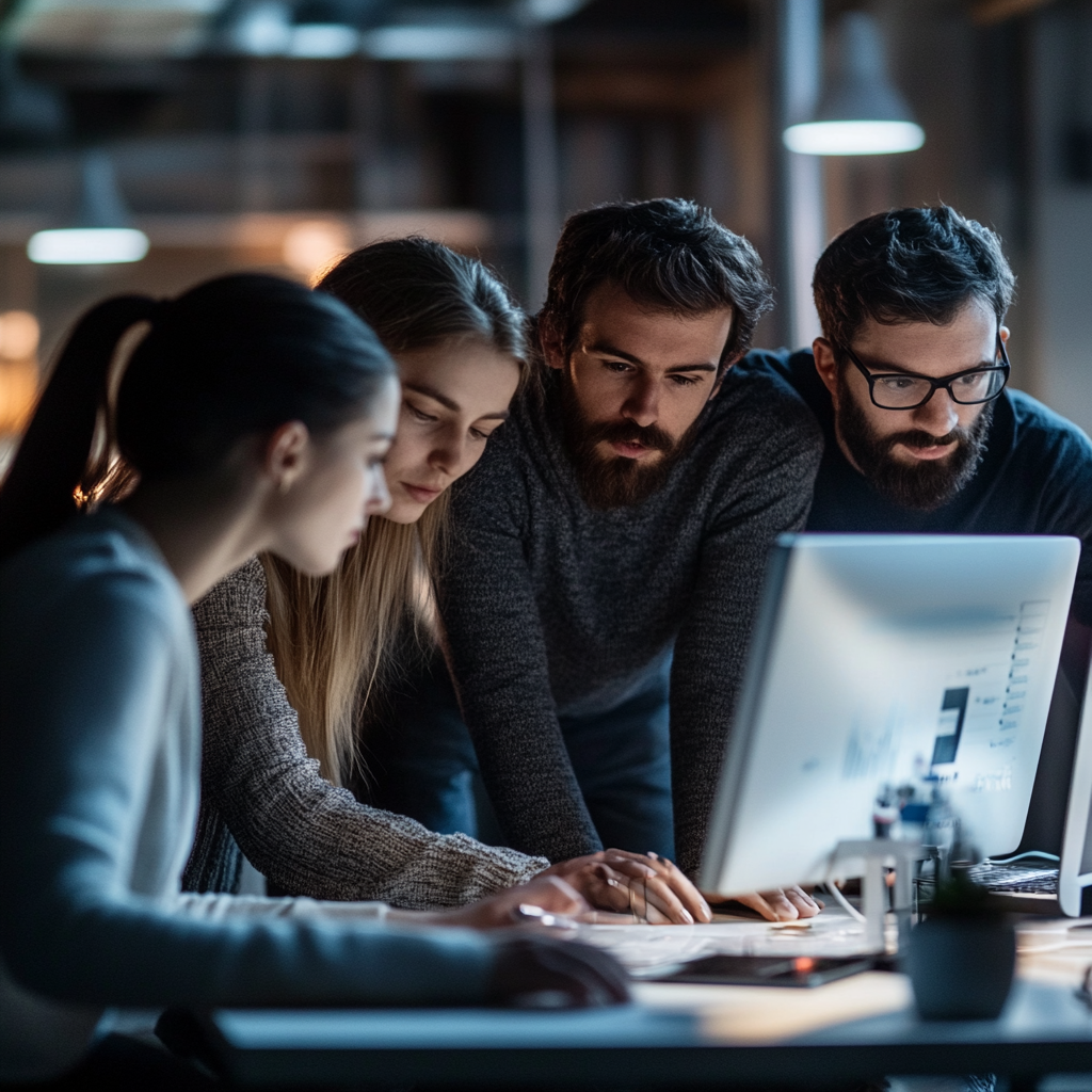 Developers collaborating on a project, emphasizing Adaptive Innovation: How to implement adaptive strategies effectively.